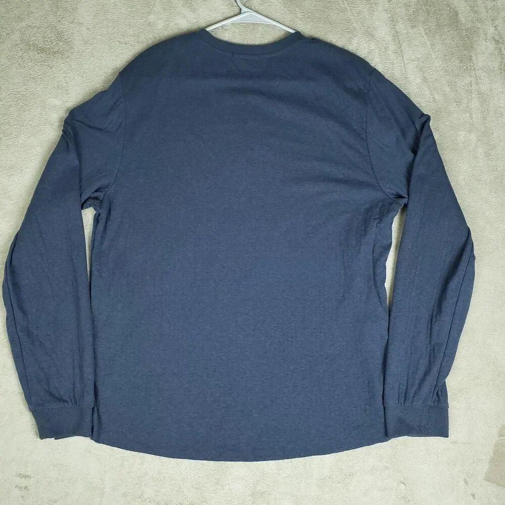 Marine Layer Shirt Mens Large Blue Long Sleeve Henley Soft Lightweight Tee - Picture 10 of 10
